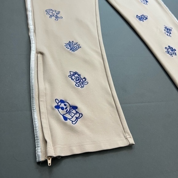 Allover Panda Heart Embroidered Character Rayon Pinstripe Sweatpants 🐼 🎩 - Picture 7 of 16